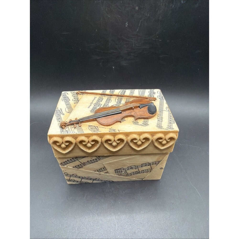 Allegro Collection Music Trinket Box Violin Sheet Music Jewelry Box 2004 Decor